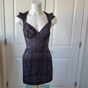 Black silver metallic stretch dress by Guess Jeans